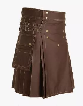 ● OPEN YY ● 25SS PLEATED CARGO POCKET KILT OPEN YY CHECK CARGO POCKET KILT, BROWN – SeoulSeoul
