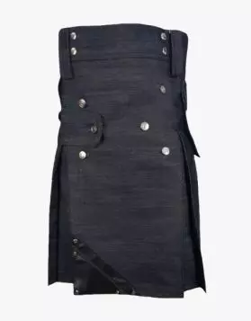 Heavy Duty Denim Kilt With Leather Strap
