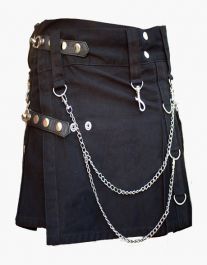 Women's Black Gothic Utility Kilt - Women Gothic Kilt - TUK