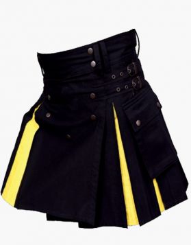  Ladies Black and Yellow Hybrid Kilt