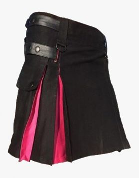 Women Black & Pink Hybrid Kilt