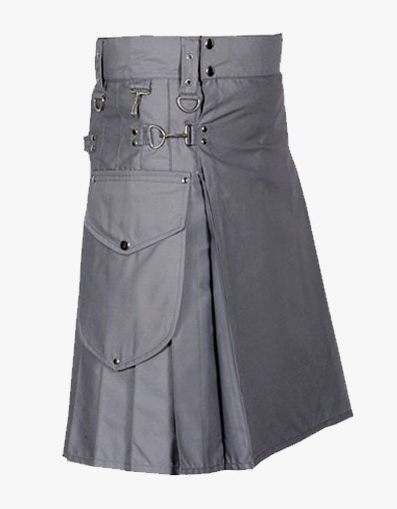 Grey Cargo Kilt - Grey Cargo Utility Kilt - Unique Quality