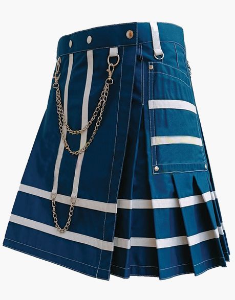 Women Navy Blue Gothic Utility Mini Kilt