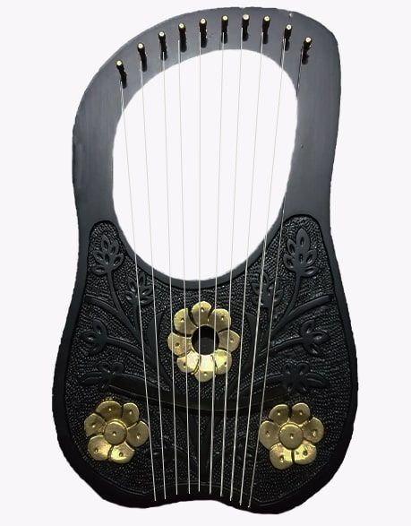 Buy Rosewood 10 Strings Black/Gold Lyre Harp - Woodwind Instruments