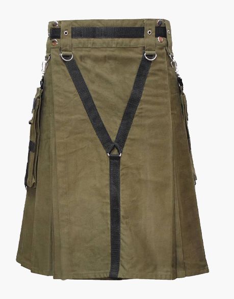 Green Utility Cargo Pocket Kilt For Sale, Green Kilt