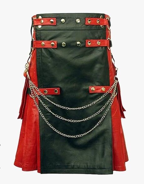 Best Red & Black Leather Kilt - The Utility Leather Kilt