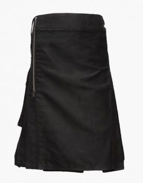 White Deluxe Utility Kilt With Leather Straps - TUK