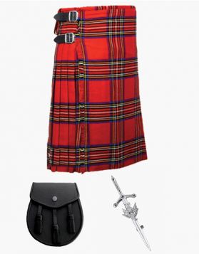 3 Piece Royal Stewart Kilt Package with Sporran and Pin