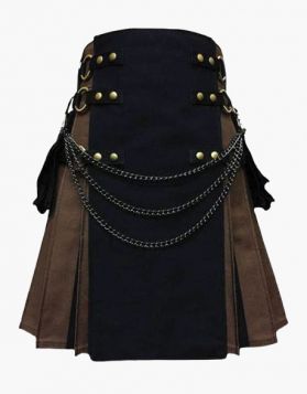 Black and Brown Hybrid Tactical Kilt- Front Image 