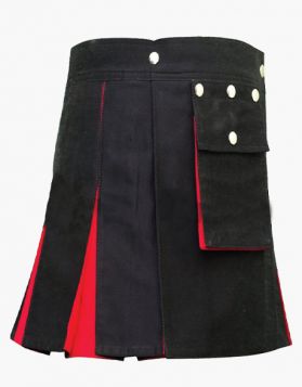  Black and Red Ladies Mini Hybrid Kilt - Front Image