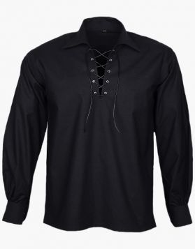 Black Jacobite Ghillie Kilt Shirt- Front Image