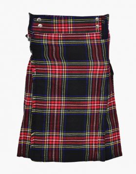 Black Stewart Tartan Utility Kilt - Front Image