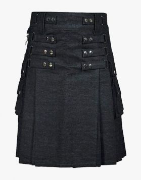women denim kilt black
