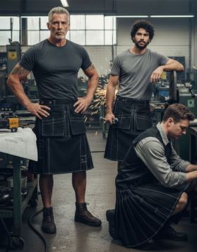  Black Working Kilt - Front Image