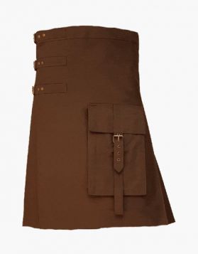  Brown Utility Kilt with Front Pocket - front Image