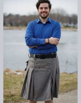 Cargo Grey Utility Kilt with Dual Pockets