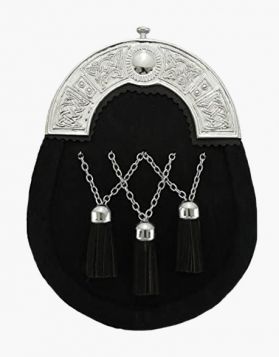 Full Dress black Fur Sporran- Front Image