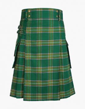 Irish Green Tartan Utility Kilt- Front Image