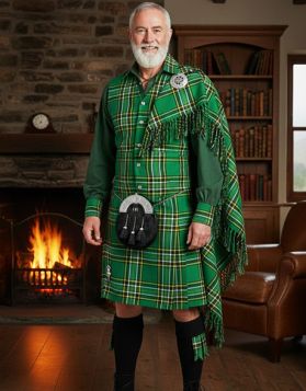 Irish National Tartan Kilt Outfit - Front Image 