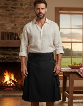 LAUTREAMONT GAULTIER BLACK UTILITY KILT