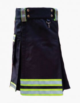 Men Black Firefighter kilt with New Design - Front Image 