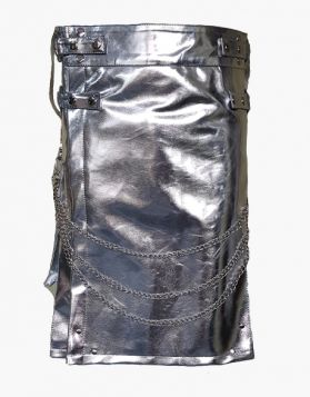 Metallic Silver Utility Kilt- Front Image
