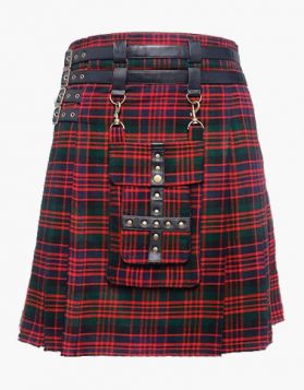 Modern Macdonald Tartan Utility Kilt with Front Pocket - Front Image 
