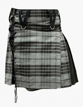 Modern Grey Box Pleated Hybrid Kilt- Front Image 