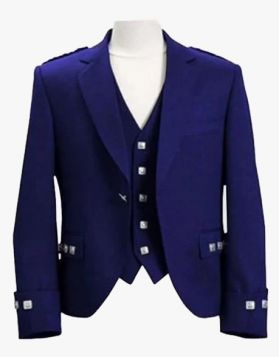 NAVY BLUE ARGYLE KILT JACKET WITH 5 BUTTON VEST