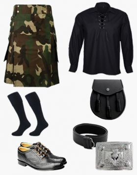  New Woodland Camo Utility Kilt Package