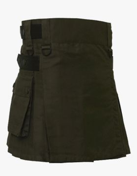 Olive Green Mini Utility Kilt For Women- Front Image 