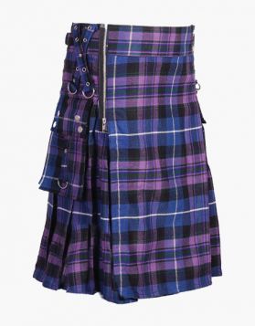 Pride of Scotland Modern Zipper Tartan Utility Kilt - Front Image 