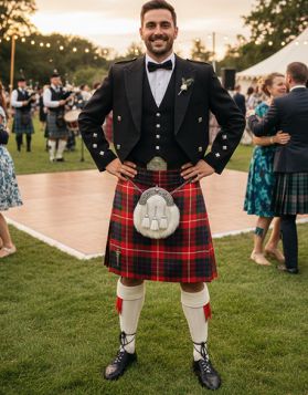 Fraser men tartan kilt outfit