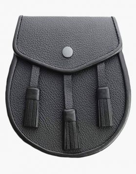 Real Black Leather Sporran- Front Image