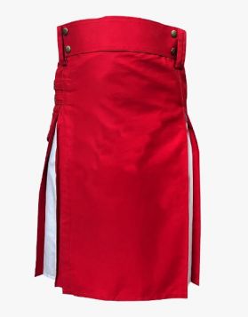 Red and White Hybrid Utility Kilt- Front Image