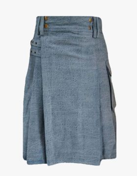 Sky Blue Denim Kilt for Mens