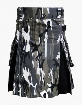 Urban Camo with Black Hybrid Kilt  - Front Image 
