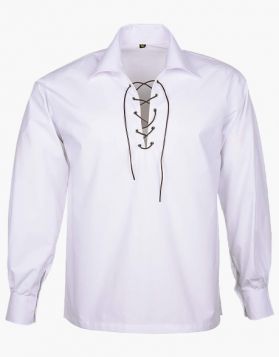 White Jacobite Ghillie Kilt Shirt- Front Image