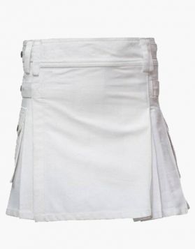 White Mini Utility Kilt- Front Image