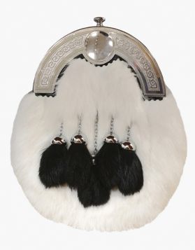 White Rabbit Fur Full Dress Kilt Sporran- Front Image