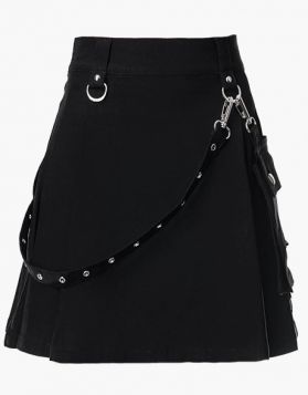 Women Black Gothic Punk Mini Skirt - Front Image