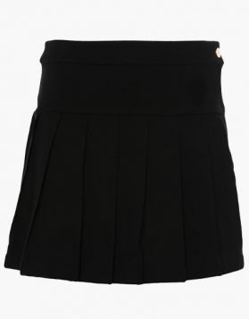 Women Black Pleated Short Kilt - Front Image 