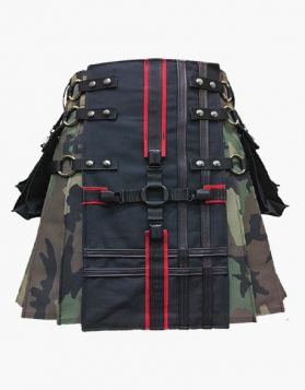 Women Black with Camo Utility Hybrid Kilt - Front Image