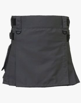 Women Grey Mini Utility Kilt- Front Image 