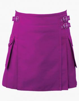 Women Purple Mini Utility Kilt- Front Image
