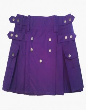 Women's Purple Mini Kilt with Studded Apron