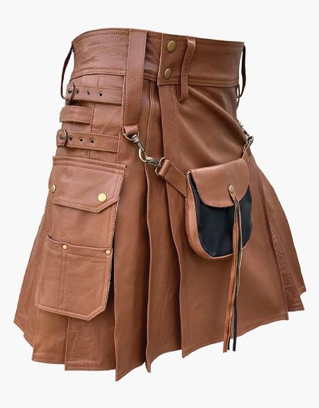 Brown Leather Kilt With Front Sporran - Brown Leather Kilt display picture 3